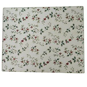 Winterberry Cutting Board Charcuterie tempered glass holly berry chintz vtg